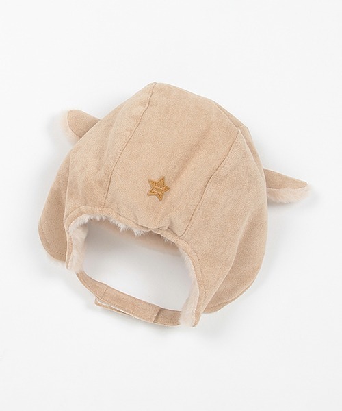 petit main（プティマイン）の「アニマルフライトキャップ（ニットキャップ/ビーニー・キッズ・ライトピンク/ベージュ/アイボリー・46cm/48cm）」の4枚目の写真