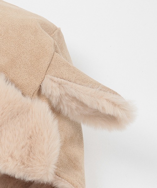 petit main（プティマイン）の「アニマルフライトキャップ（ニットキャップ/ビーニー・キッズ・ライトピンク/ベージュ/アイボリー・46cm/48cm）」の5枚目の写真