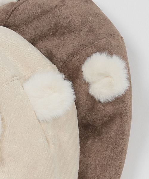 petit main（プティマイン）の「アニマルフライトキャップ（ニットキャップ/ビーニー・キッズ・ライトピンク/ベージュ/アイボリー・46cm/48cm）」の6枚目の写真