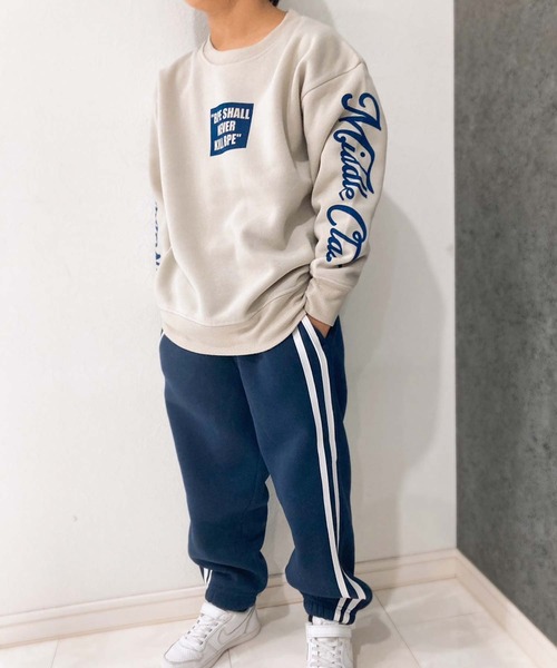 ZI-ON（ジーオン）の「裏起毛 スウェットトレーナー ラインパンツ 上下セットアップ（スウェット・キッズ・ブラック/杢グレー/グレー系その他/グレイッシュベージュ/キャメル/ヘザーチャコール/オフホワイト/ベージュ・160cm/130cm/150cm/140cm/120cm/110cm）」の7枚目の写真