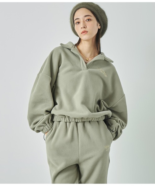 ANAP（アナップ）の「英字刺繍スキッパーフリーストップス【別売りSETUP】（スウェット・レディース・カーキ/ブラック/アイボリー/ネイビー・FREE）」の21枚目の写真