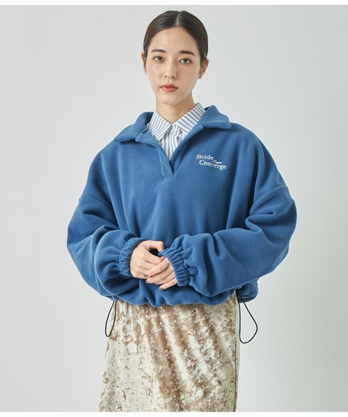 ANAP（アナップ）の「英字刺繍スキッパーフリーストップス【別売りSETUP】（スウェット・レディース・カーキ/ブラック/アイボリー/ネイビー・FREE）」の6枚目の写真