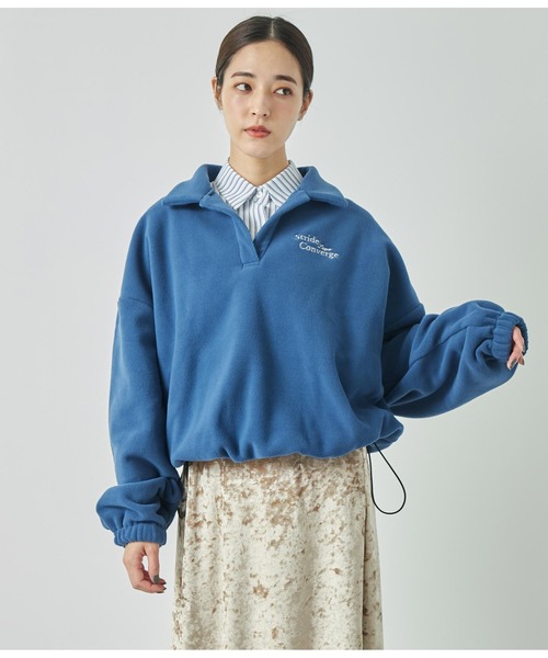 ANAP（アナップ）の「英字刺繍スキッパーフリーストップス【別売りSETUP】（スウェット・レディース・カーキ/ブラック/アイボリー/ネイビー・FREE）」の7枚目の写真