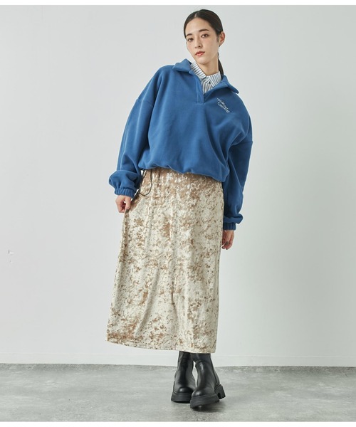 ANAP（アナップ）の「英字刺繍スキッパーフリーストップス【別売りSETUP】（スウェット・レディース・カーキ/ブラック/アイボリー/ネイビー・FREE）」の10枚目の写真