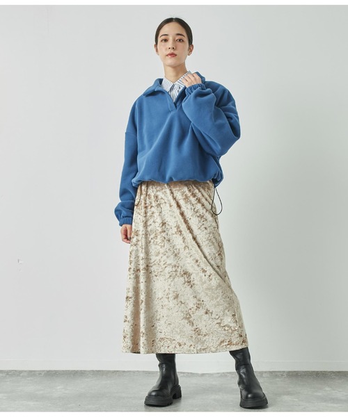 ANAP（アナップ）の「英字刺繍スキッパーフリーストップス【別売りSETUP】（スウェット・レディース・カーキ/ブラック/アイボリー/ネイビー・FREE）」の11枚目の写真