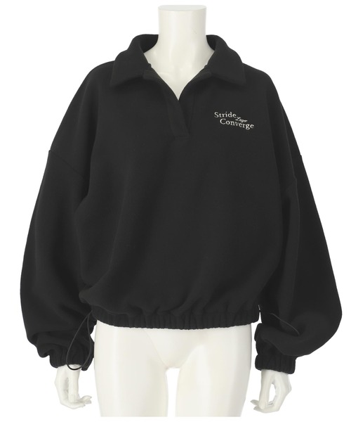 ANAP（アナップ）の「英字刺繍スキッパーフリーストップス【別売りSETUP】（スウェット・レディース・カーキ/ブラック/アイボリー/ネイビー・FREE）」の12枚目の写真