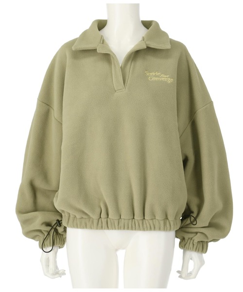 ANAP（アナップ）の「英字刺繍スキッパーフリーストップス【別売りSETUP】（スウェット・レディース・カーキ/ブラック/アイボリー/ネイビー・FREE）」の14枚目の写真