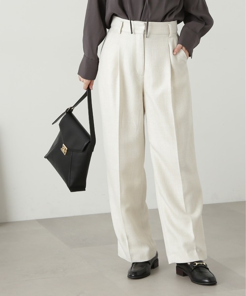 N.（N. Natural Beauty Basic）（エヌエヌナチュラルビューティーベーシック）の「【S Size Line】◆スプリングツイードワイドパンツ（スラックス・レディース・オフホワイト/グレー・MEDIUM/SMALL）」の2枚目の写真