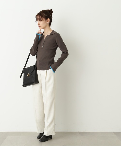 N.（N. Natural Beauty Basic）（エヌエヌナチュラルビューティーベーシック）の「【S Size Line】◆スプリングツイードワイドパンツ（スラックス・レディース・オフホワイト/グレー・MEDIUM/SMALL）」の5枚目の写真