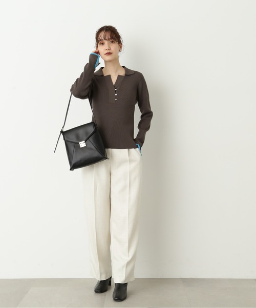 N.（N. Natural Beauty Basic）（エヌエヌナチュラルビューティーベーシック）の「【S Size Line】◆スプリングツイードワイドパンツ（スラックス・レディース・オフホワイト/グレー・MEDIUM/SMALL）」の6枚目の写真