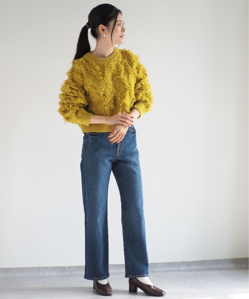 cepo（セポ）の「フリンジジャガードニット（ニット/セーター・レディース・オフホワイト/ブルー/イエロー/ブラック・M）」の20枚目の写真