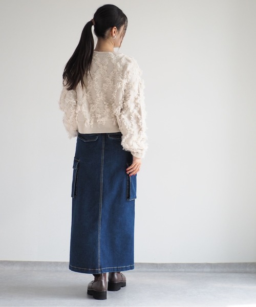 cepo（セポ）の「フリンジジャガードニット（ニット/セーター・レディース・オフホワイト/ブルー/イエロー/ブラック・M）」の12枚目の写真