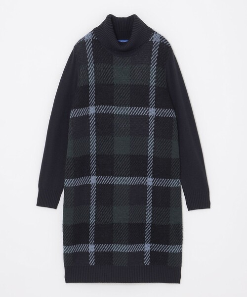 最新コレックション BURBERRY BLUE ワンピース ワンピースタートルニット LABEL ワンピース