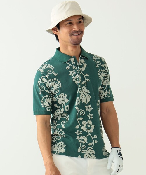 〈MEN〉SUN SURF × BEAMS GOLF / 別注 ハワイアンスカルボーダー ポロシャツ