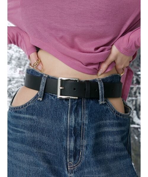 EVRIS（エヴリス）の「スクエアバックルベルト（ベルト・レディース・ブラック/ブラウン・FREE）」の5枚目の写真