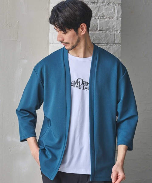 UNION STATION（ユニオンステーション）の「カットカルゼWフェイス7分袖カーディガン（カーディガン/ボレロ・メンズ・ブルー/ブラック/ネイビー・LL/M/L）」の7枚目の写真
