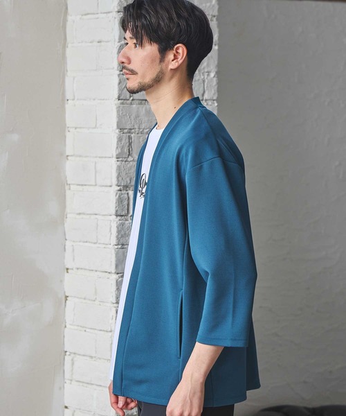 UNION STATION（ユニオンステーション）の「カットカルゼWフェイス7分袖カーディガン（カーディガン/ボレロ・メンズ・ブルー/ブラック/ネイビー・LL/M/L）」の8枚目の写真