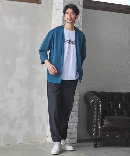 UNION STATION（ユニオンステーション）の「カットカルゼWフェイス7分袖カーディガン（カーディガン/ボレロ・メンズ・ブルー/ブラック/ネイビー・LL/M/L）」の13枚目の写真