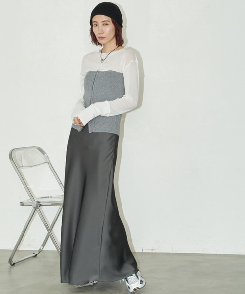 Auntie Rosa Holiday（アンティローザホリデー）の「サテンマーメイドフレアスカート（スカート・レディース・ベージュ/ブラック/アイボリー/グレー/ピンク/ブルー・FREE）」の15枚目の写真