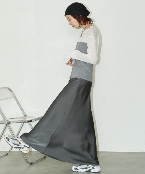 Auntie Rosa Holiday（アンティローザホリデー）の「サテンマーメイドフレアスカート（スカート・レディース・ベージュ/ブラック/アイボリー/グレー/ピンク/ブルー・FREE）」の18枚目の写真