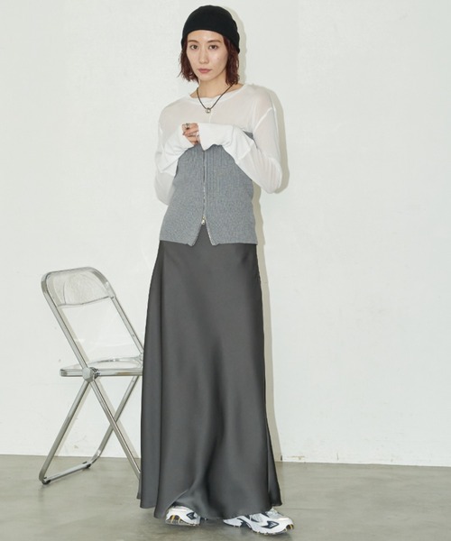 Auntie Rosa Holiday（アンティローザホリデー）の「サテンマーメイドフレアスカート（スカート・レディース・ベージュ/ブラック/アイボリー/グレー/ピンク/ブルー・FREE）」の17枚目の写真