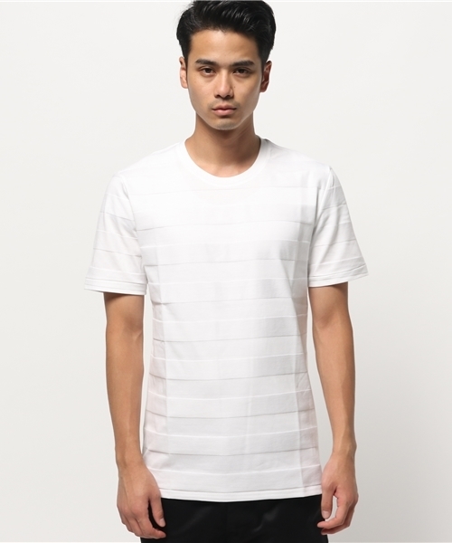 KATHARINE HAMNETT LONDON （キャサリンハムネットロンドン）の「LINKS JACQUARD BORDER SHORT / リンクスジャガードボーダーショート（Tシャツ/カットソー・メンズ・ホワイト/ネイビー・LARGE/X-LARGE/MEDIUM）」の4枚目の写真