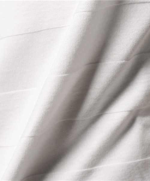 KATHARINE HAMNETT LONDON （キャサリンハムネットロンドン）の「LINKS JACQUARD BORDER SHORT / リンクスジャガードボーダーショート（Tシャツ/カットソー・メンズ・ホワイト/ネイビー・LARGE/X-LARGE/MEDIUM）」の3枚目の写真