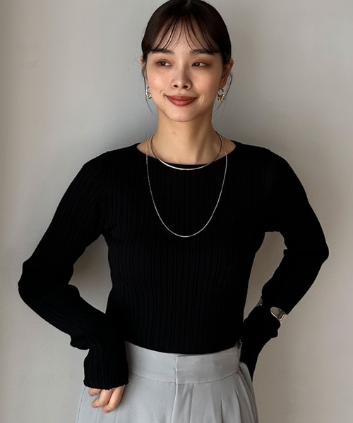 Doux archives（ドゥアルシーヴ）の「マルチリブニット（ニット/セーター・レディース・アイボリー/グレイッシュベージュ/ブラック・FREE）」の3枚目の写真