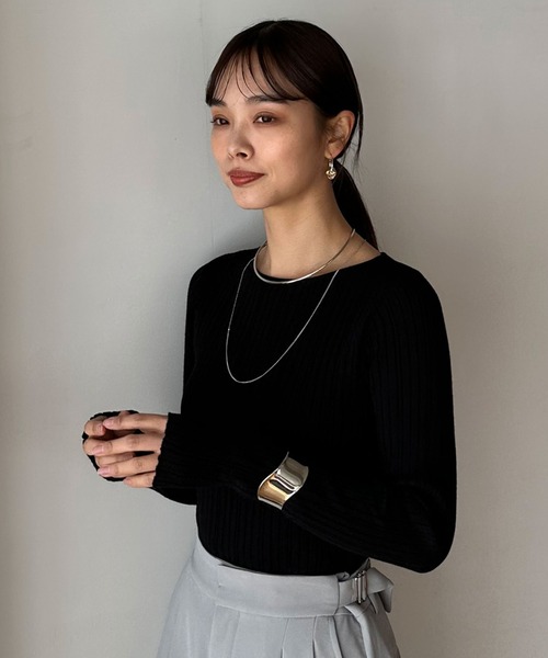 Doux archives（ドゥアルシーヴ）の「マルチリブニット（ニット/セーター・レディース・アイボリー/グレイッシュベージュ/ブラック・FREE）」の6枚目の写真