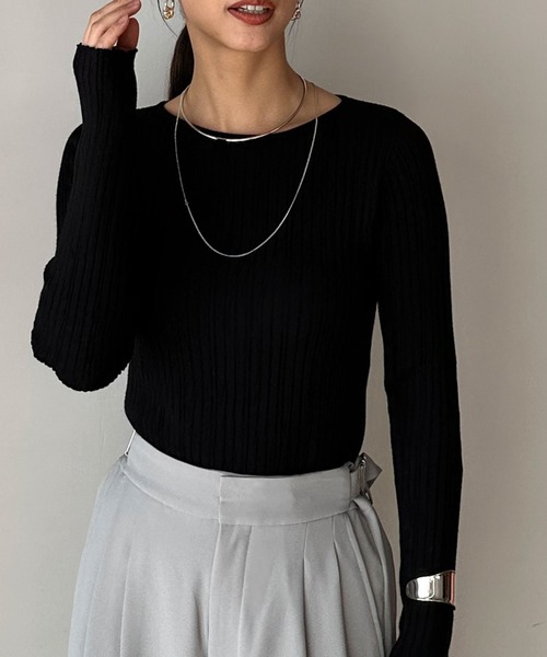 Doux archives（ドゥアルシーヴ）の「マルチリブニット（ニット/セーター・レディース・アイボリー/グレイッシュベージュ/ブラック・FREE）」の8枚目の写真