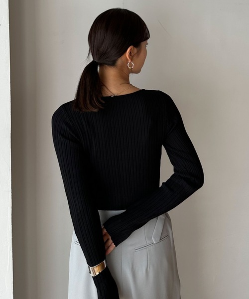 Doux archives（ドゥアルシーヴ）の「マルチリブニット（ニット/セーター・レディース・アイボリー/グレイッシュベージュ/ブラック・FREE）」の9枚目の写真