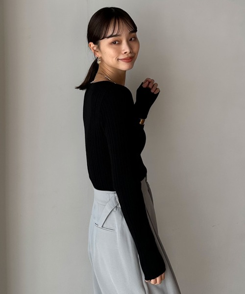 Doux archives（ドゥアルシーヴ）の「マルチリブニット（ニット/セーター・レディース・アイボリー/グレイッシュベージュ/ブラック・FREE）」の10枚目の写真