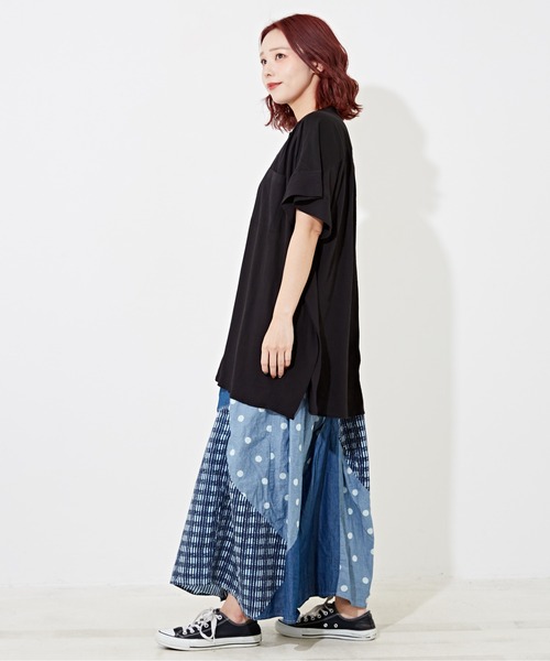 CUBE SUGAR（キューブシュガー）の「WEB限定レーヨン楊柳ビッグブラウス（シャツ/ブラウス・レディース・カーキ/ブラック/サックスブルー・M）」の5枚目の写真