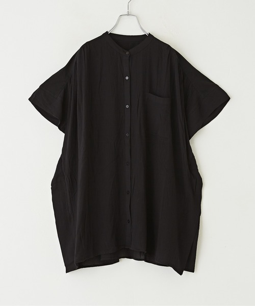 CUBE SUGAR（キューブシュガー）の「WEB限定レーヨン楊柳ビッグブラウス（シャツ/ブラウス・レディース・カーキ/ブラック/サックスブルー・M）」の18枚目の写真