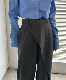 [全骨格美脚見え]ラップセミワイドスラックス