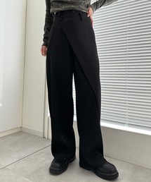 [全骨格美脚見え]ラップセミワイドスラックス