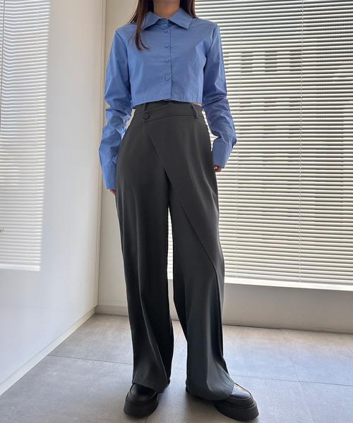solleim（ソルレム）の「[全骨格美脚見え]ラップセミワイドスラックス（その他パンツ・レディース・ブラック/グレー/ブラウン・M/S）」の5枚目の写真