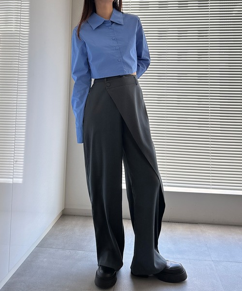 solleim（ソルレム）の「[全骨格美脚見え]ラップセミワイドスラックス（その他パンツ・レディース・ブラック/グレー/ブラウン・M/S）」の7枚目の写真