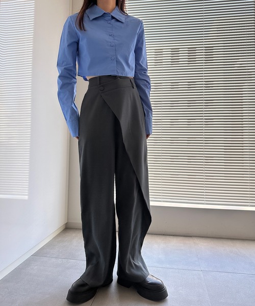 solleim（ソルレム）の「[全骨格美脚見え]ラップセミワイドスラックス（その他パンツ・レディース・ブラック/グレー/ブラウン・M/S）」の8枚目の写真