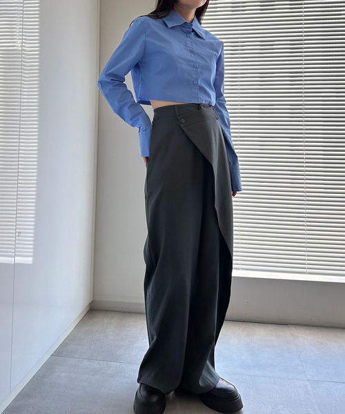solleim（ソルレム）の「[全骨格美脚見え]ラップセミワイドスラックス（その他パンツ・レディース・ブラック/グレー/ブラウン・M/S）」の4枚目の写真