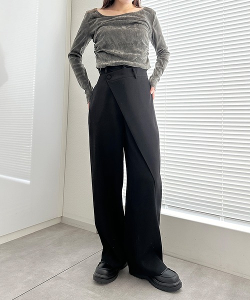 solleim（ソルレム）の「[全骨格美脚見え]ラップセミワイドスラックス（その他パンツ・レディース・ブラック/グレー/ブラウン・M/S）」の10枚目の写真