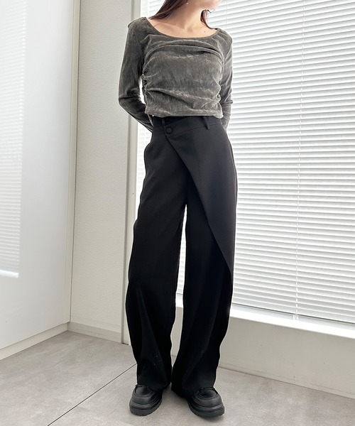 solleim（ソルレム）の「[全骨格美脚見え]ラップセミワイドスラックス（その他パンツ・レディース・ブラック/グレー/ブラウン・M/S）」の14枚目の写真