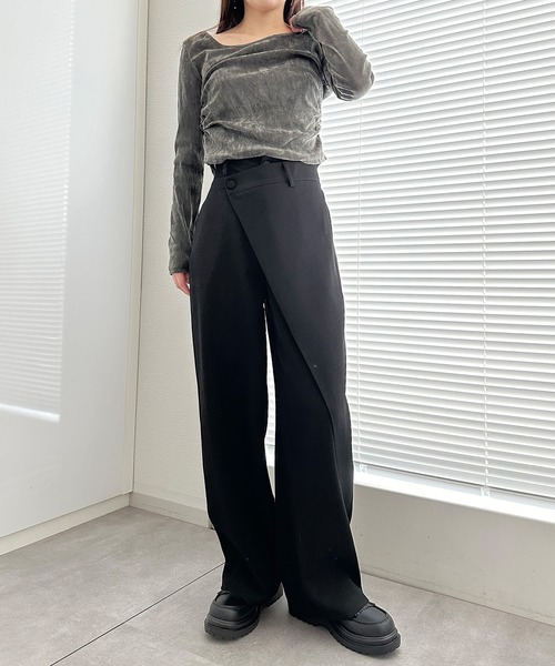 solleim（ソルレム）の「[全骨格美脚見え]ラップセミワイドスラックス（その他パンツ・レディース・ブラック/グレー/ブラウン・M/S）」の16枚目の写真