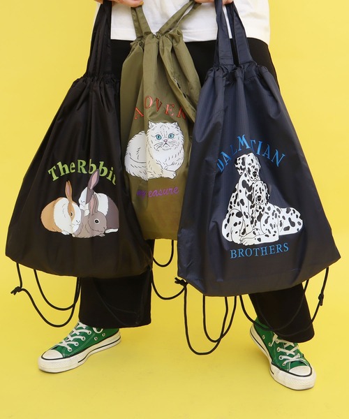 didizizi（ディディジジ）の「アニマルプリント　ナップサック（トートバッグ・レディース・ネイビー/ブラック/カーキ・FREE）」の8枚目の写真