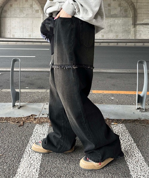 sedacle(セダクル)の「切り替えオーバーダイデニム(デニムパンツ・メンズ・ブラック/インディゴブルー・SMALL/LARGE/MEDIUM)」の9枚目の写真