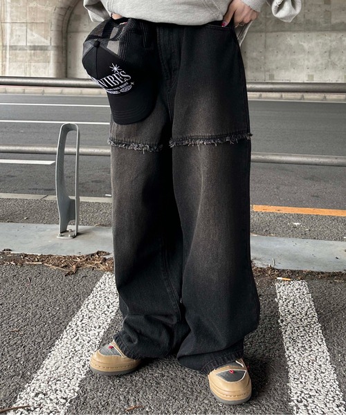 sedacle(セダクル)の「切り替えオーバーダイデニム(デニムパンツ・メンズ・ブラック/インディゴブルー・SMALL/LARGE/MEDIUM)」の8枚目の写真