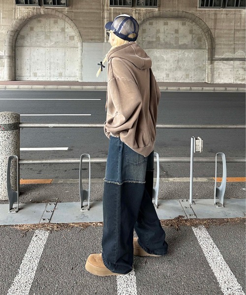 sedacle(セダクル)の「切り替えオーバーダイデニム(デニムパンツ・メンズ・ブラック/インディゴブルー・SMALL/LARGE/MEDIUM)」の7枚目の写真