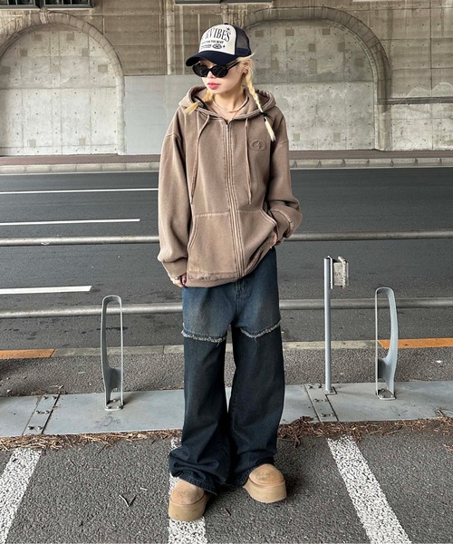 sedacle(セダクル)の「切り替えオーバーダイデニム(デニムパンツ・メンズ・ブラック/インディゴブルー・SMALL/LARGE/MEDIUM)」の5枚目の写真