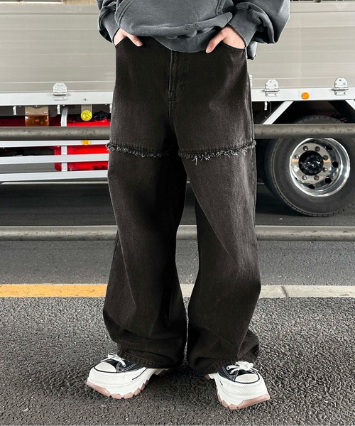 sedacle(セダクル)の「切り替えオーバーダイデニム(デニムパンツ・メンズ・ブラック/インディゴブルー・SMALL/LARGE/MEDIUM)」の13枚目の写真