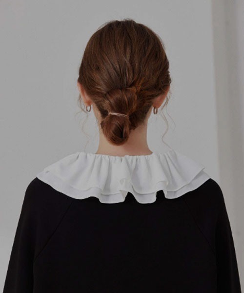TONE SELECT GOODS（トーンセレクトグッズ）の「【resonance】フリルデザイン つけ襟/フェイクシャツ【マルチウェイ】（付け襟・レディース・ホワイト・FREE）」の3枚目の写真
